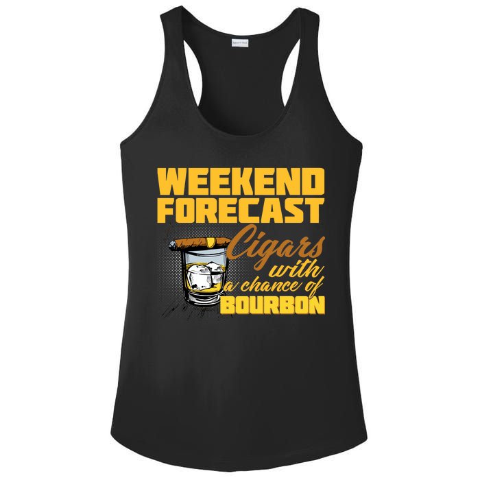 Weekend Forcast Cigars and Bourbon Ladies PosiCharge Competitor Racerback Tank