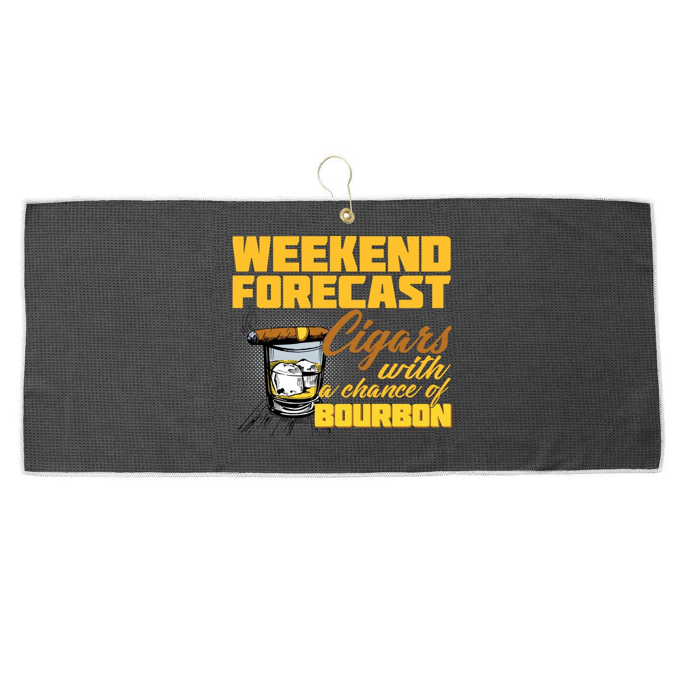 Weekend Forcast Cigars and Bourbon Large Microfiber Waffle Golf Towel