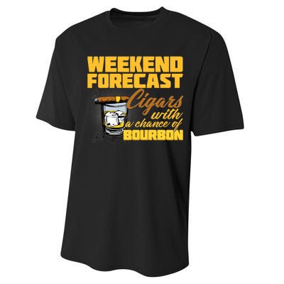 Weekend Forcast Cigars and Bourbon Performance Sprint T-Shirt