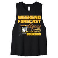 Weekend Forcast Cigars and Bourbon Women's Racerback Cropped Tank