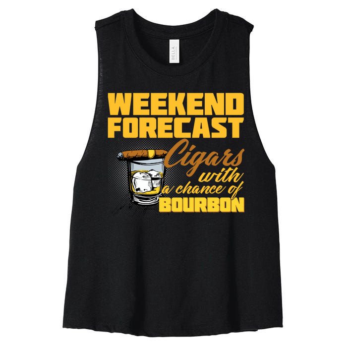 Weekend Forcast Cigars and Bourbon Women's Racerback Cropped Tank