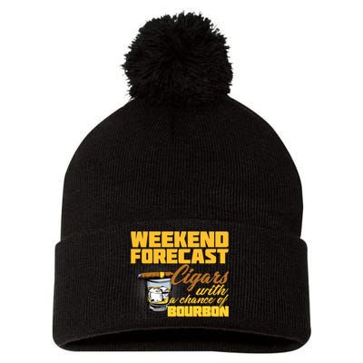 Weekend Forcast Cigars and Bourbon Pom Pom 12in Knit Beanie