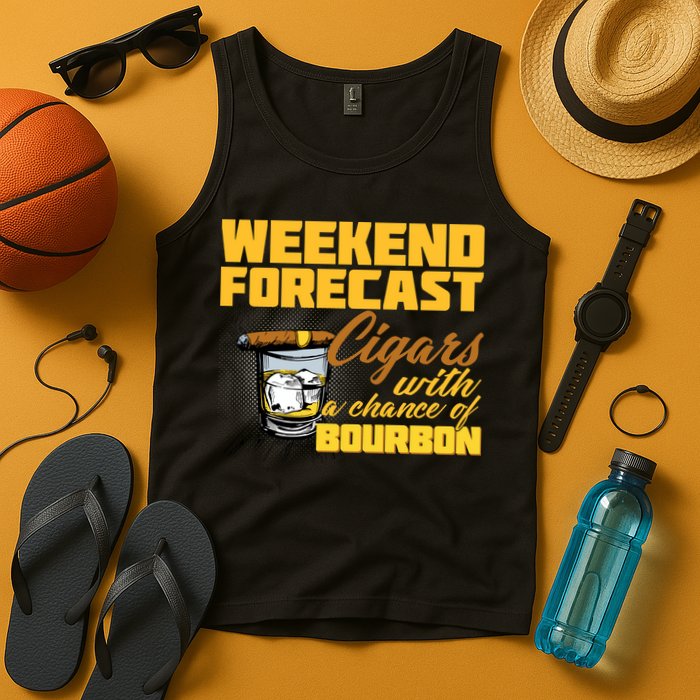 Weekend Forcast Cigars and Bourbon Tank Top