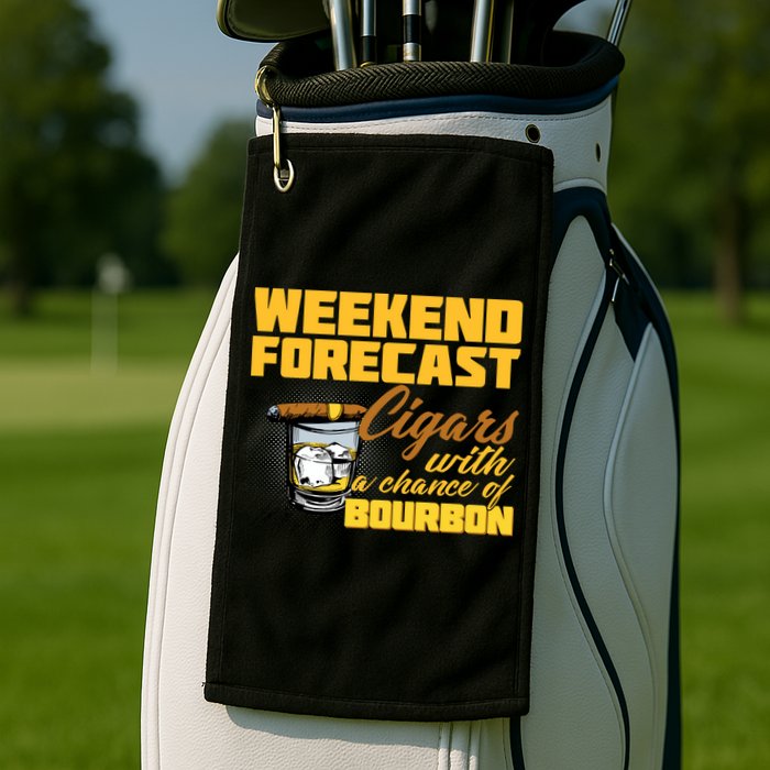 Weekend Forcast Cigars and Bourbon Golf Towel