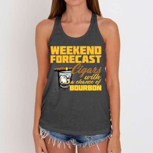 Weekend Forcast Cigars and Bourbon Women's Knotted Racerback Tank