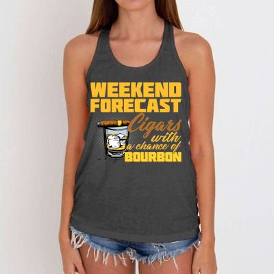 Weekend Forcast Cigars and Bourbon Women's Knotted Racerback Tank