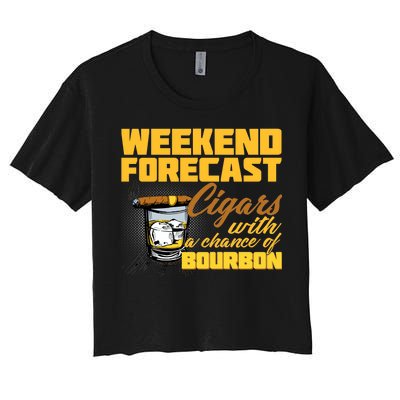 Weekend Forcast Cigars and Bourbon Women's Crop Top Tee