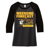 Weekend Forcast Cigars and Bourbon Women's Tri-Blend 3/4-Sleeve Raglan Shirt