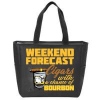 Weekend Forcast Cigars and Bourbon Zip Tote Bag