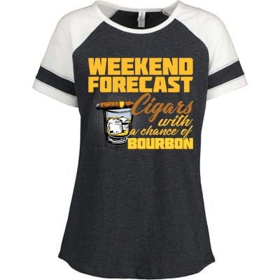 Weekend Forcast Cigars and Bourbon Enza Ladies Jersey Colorblock Tee