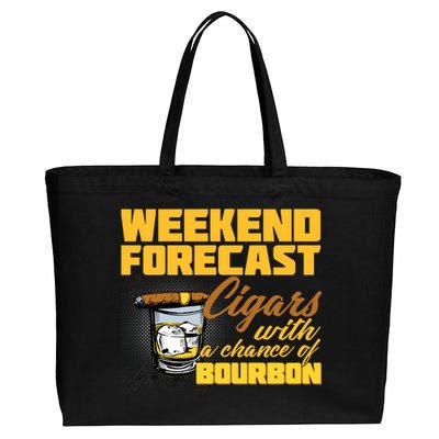 Weekend Forcast Cigars and Bourbon Cotton Canvas Jumbo Tote