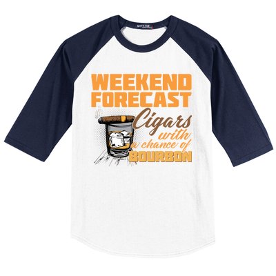 Weekend Forcast Cigars and Bourbon Baseball Sleeve Shirt