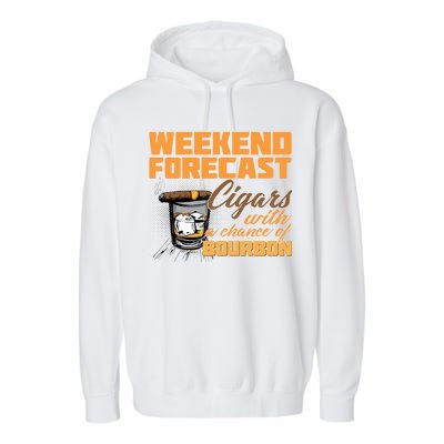 Weekend Forcast Cigars and Bourbon Garment-Dyed Fleece Hoodie