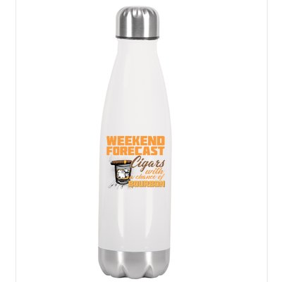 Weekend Forcast Cigars and Bourbon Stainless Steel Insulated Water Bottle