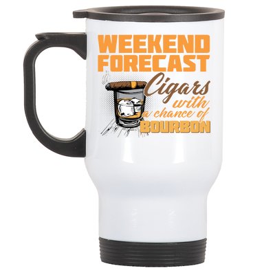 Weekend Forcast Cigars and Bourbon Stainless Steel Travel Mug