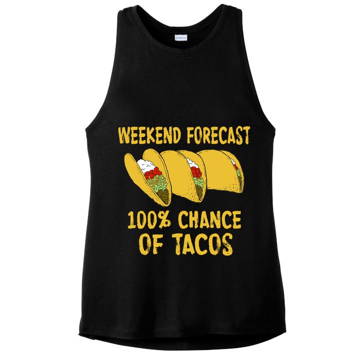 Weekend Forecast 100 Percent Chance Of Tacos Ladies PosiCharge Tri-Blend Wicking Tank