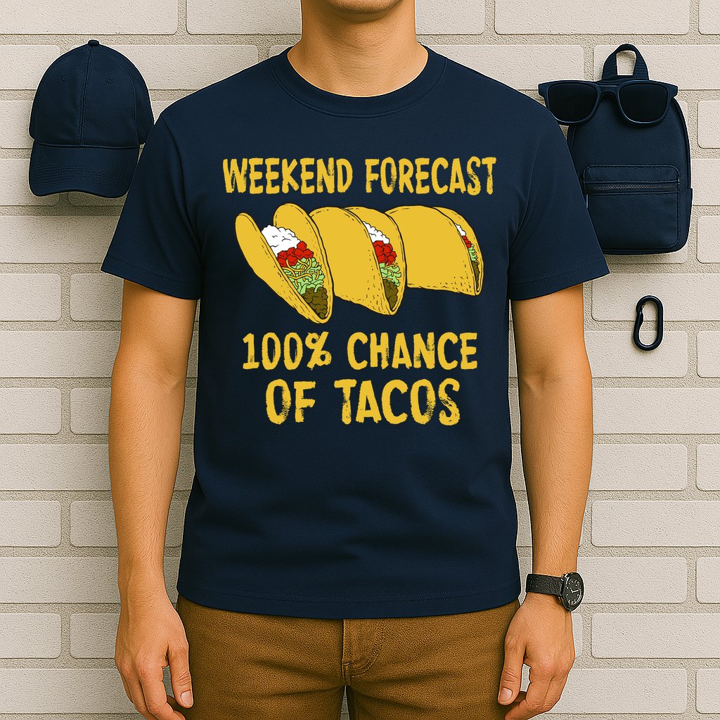 Weekend Forecast 100 Percent Chance Of Tacos T-Shirt