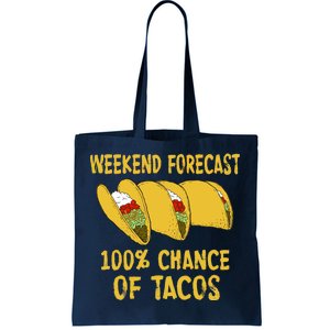 Weekend Forecast 100 Percent Chance Of Tacos Tote Bag