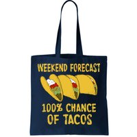 Weekend Forecast 100 Percent Chance Of Tacos Tote Bag