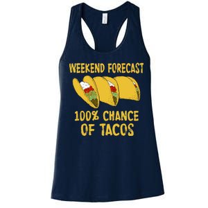 Weekend Forecast 100 Percent Chance Of Tacos Women's Racerback Tank