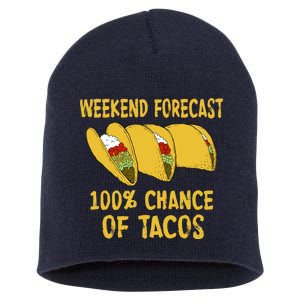 Weekend Forecast 100 Percent Chance Of Tacos Short Acrylic Beanie