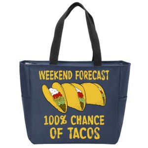 Weekend Forecast 100 Percent Chance Of Tacos Zip Tote Bag