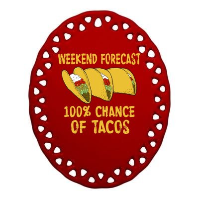 Weekend Forecast 100 Percent Chance Of Tacos Ceramic Oval Ornament