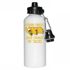 Weekend Forecast 100 Percent Chance Of Tacos Aluminum Water Bottle 