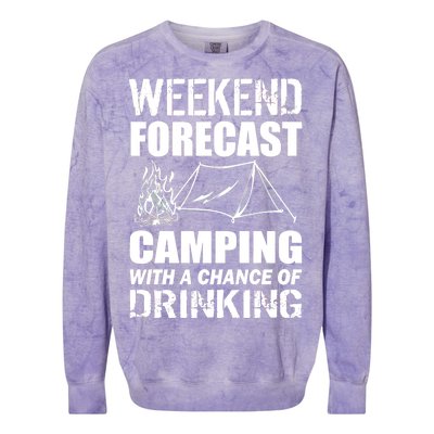 Weekend Forecast Camping With A Chance Of Drinking Colorblast Crewneck Sweatshirt