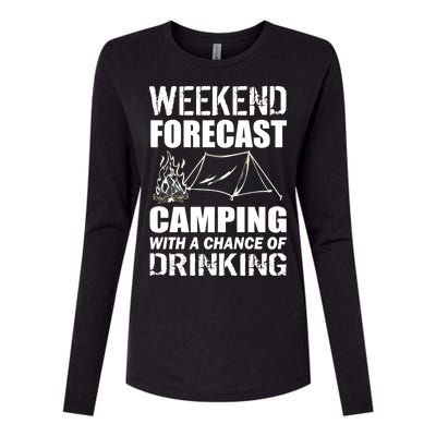 Weekend Forecast Camping With A Chance Of Drinking Womens Cotton Relaxed Long Sleeve T-Shirt