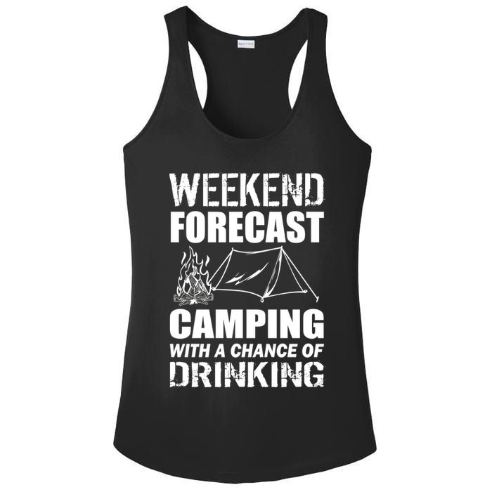 Weekend Forecast Camping With A Chance Of Drinking Ladies PosiCharge Competitor Racerback Tank