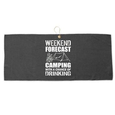 Weekend Forecast Camping With A Chance Of Drinking Large Microfiber Waffle Golf Towel