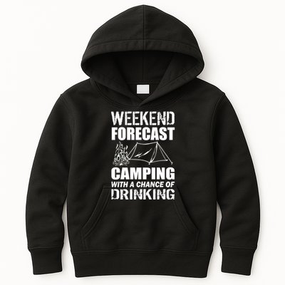 Weekend Forecast Camping With A Chance Of Drinking Kids Hoodie