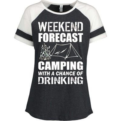 Weekend Forecast Camping With A Chance Of Drinking Enza Ladies Jersey Colorblock Tee