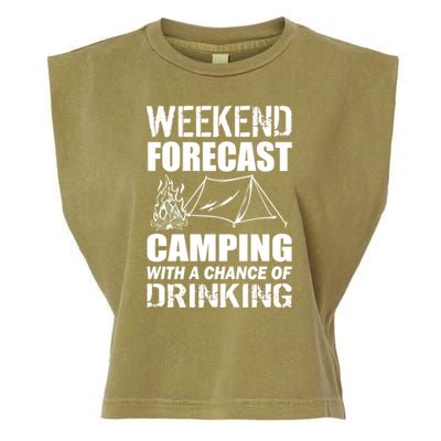 Weekend Forecast Camping With A Chance Of Drinking Garment-Dyed Women's Muscle Tee