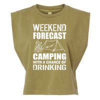 Weekend Forecast Camping With A Chance Of Drinking Garment-Dyed Women's Muscle Tee