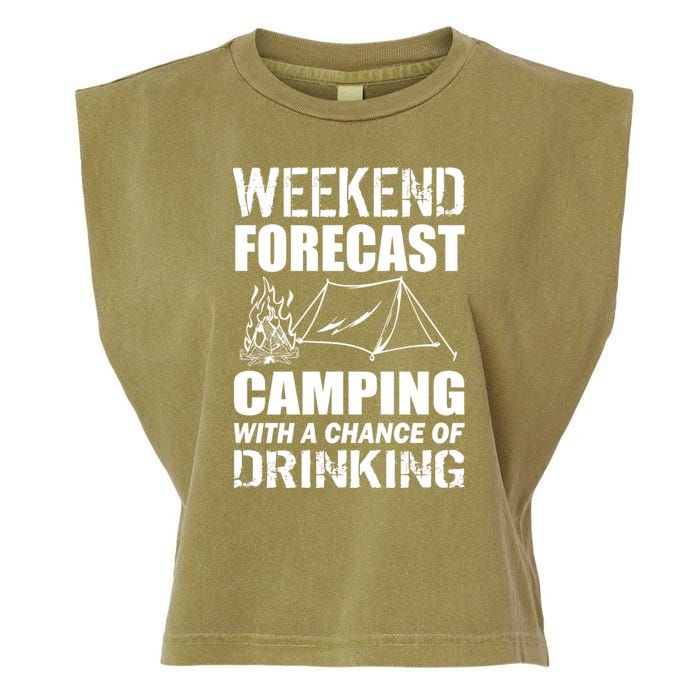Weekend Forecast Camping With A Chance Of Drinking Garment-Dyed Women's Muscle Tee