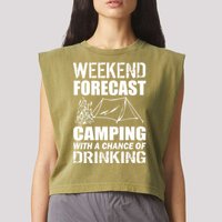Weekend Forecast Camping With A Chance Of Drinking Garment-Dyed Women's Muscle Tee