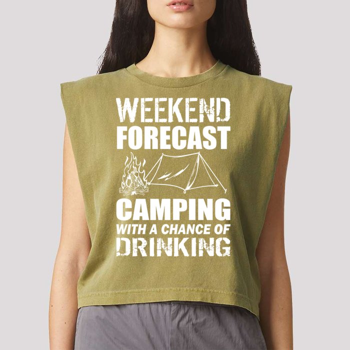 Weekend Forecast Camping With A Chance Of Drinking Garment-Dyed Women's Muscle Tee