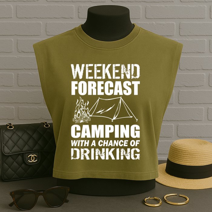 Weekend Forecast Camping With A Chance Of Drinking Garment-Dyed Women's Muscle Tee
