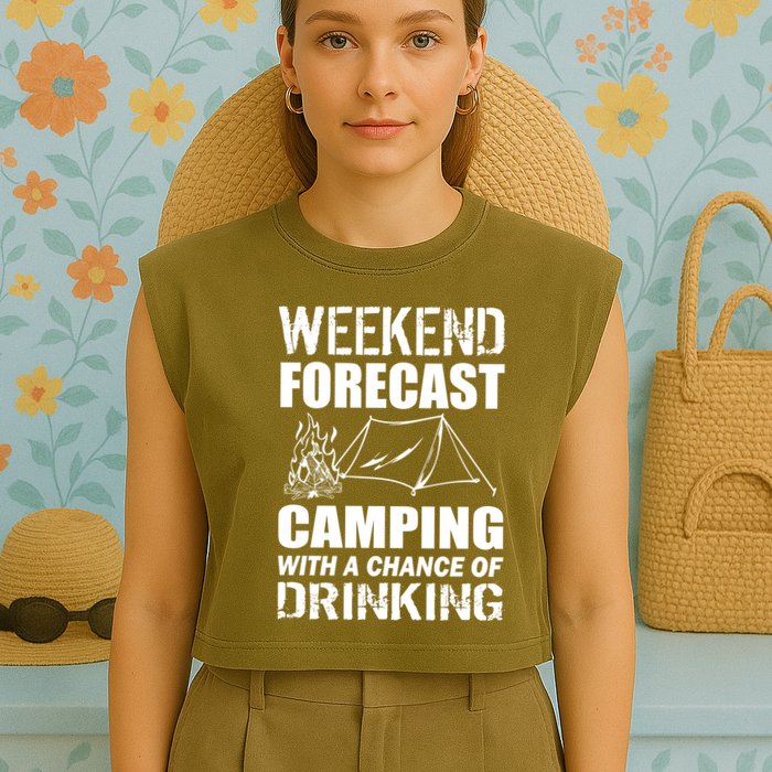 Weekend Forecast Camping With A Chance Of Drinking Garment-Dyed Women's Muscle Tee