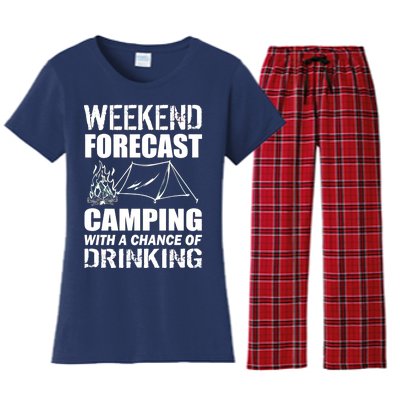 Weekend Forecast Camping With A Chance Of Drinking Women's Flannel Pajama Set