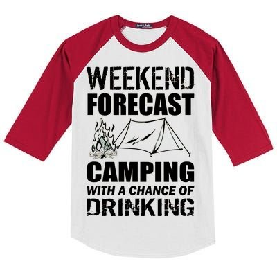 Weekend Forecast Camping With A Chance Of Drinking Kids Colorblock Raglan Jersey