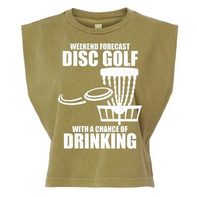 Weekend Forecast Disc Golf Chance Of Drinking Garment-Dyed Women's Muscle Tee