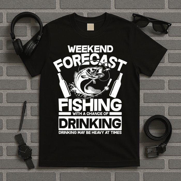 Weekend Forecast Fishing And Drinking T-Shirt