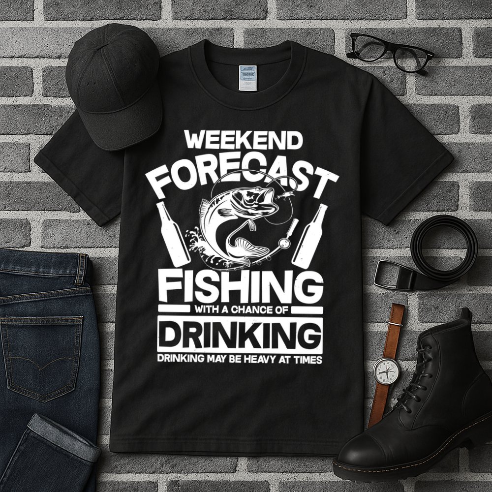 Weekend Forecast Fishing And Drinking Tall T-Shirt