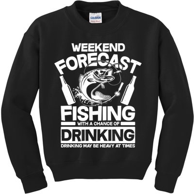 Weekend Forecast Fishing And Drinking Kids Sweatshirt