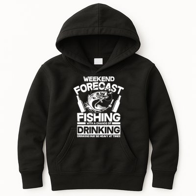 Weekend Forecast Fishing And Drinking Kids Hoodie