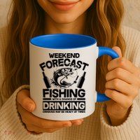 Weekend Forecast Fishing And Drinking Mug