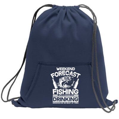 Weekend Forecast Fishing And Drinking Sweatshirt Cinch Pack Bag